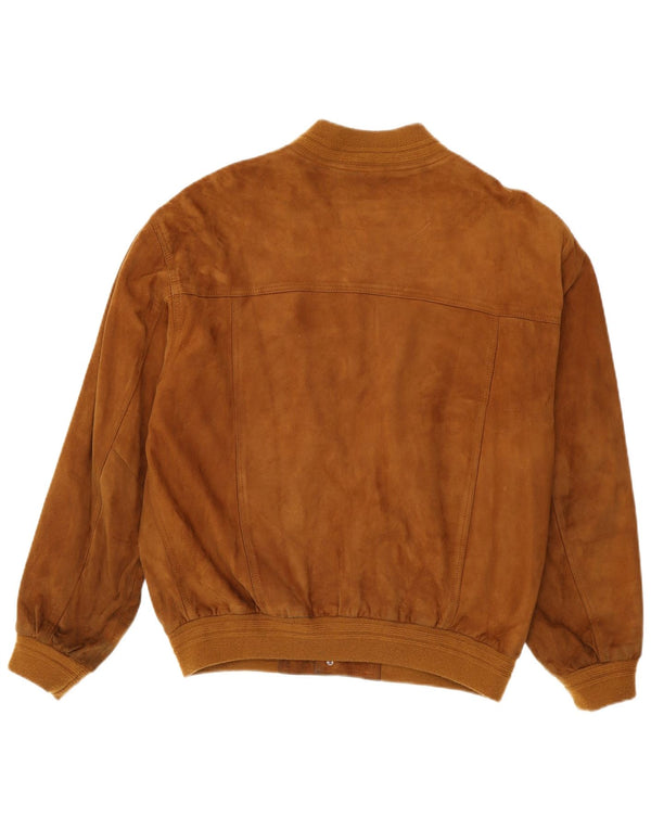 Giubbotto bomber vintage in pelle scamosciata da uomo IT 54 2XL in pelle marrone