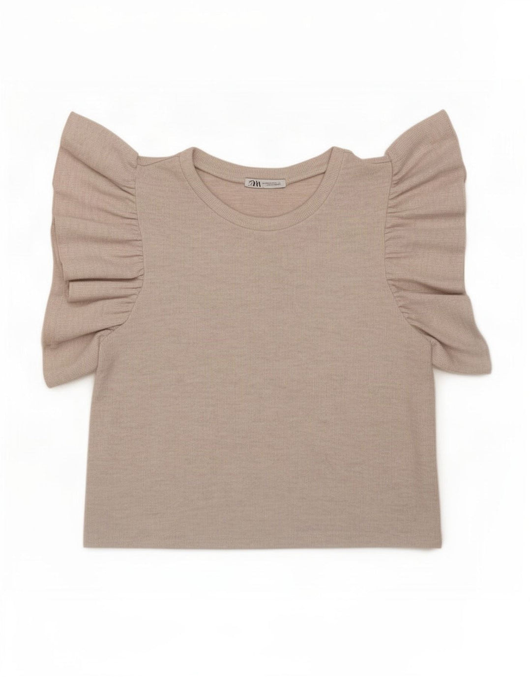 T-shirt corta da donna Zara UK 12 Poliestere beige medio