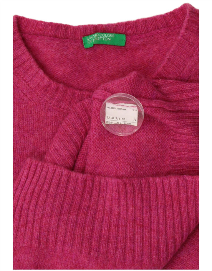 Maglione maglione girocollo da donna Benetton UK 8 piccolo rosa