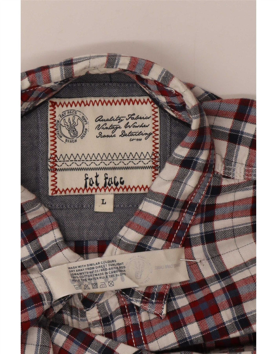 Camicia in flanella da uomo Fat Face, cotone a quadri rossi grandi