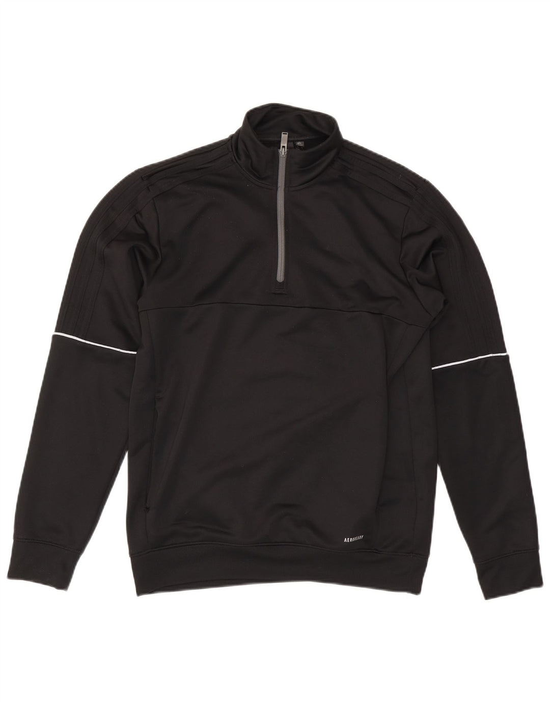 Felpa da uomo Adidas Aeroready con zip e collo, maglione, poliestere nero medio
