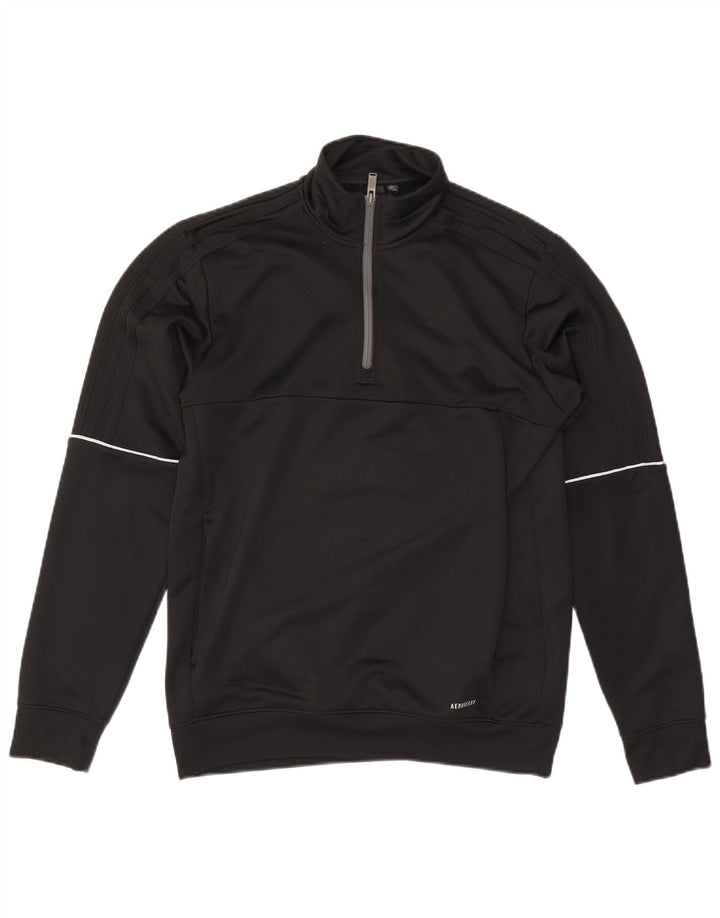 Felpa da uomo Adidas Aeroready con zip e collo, maglione, poliestere nero medio