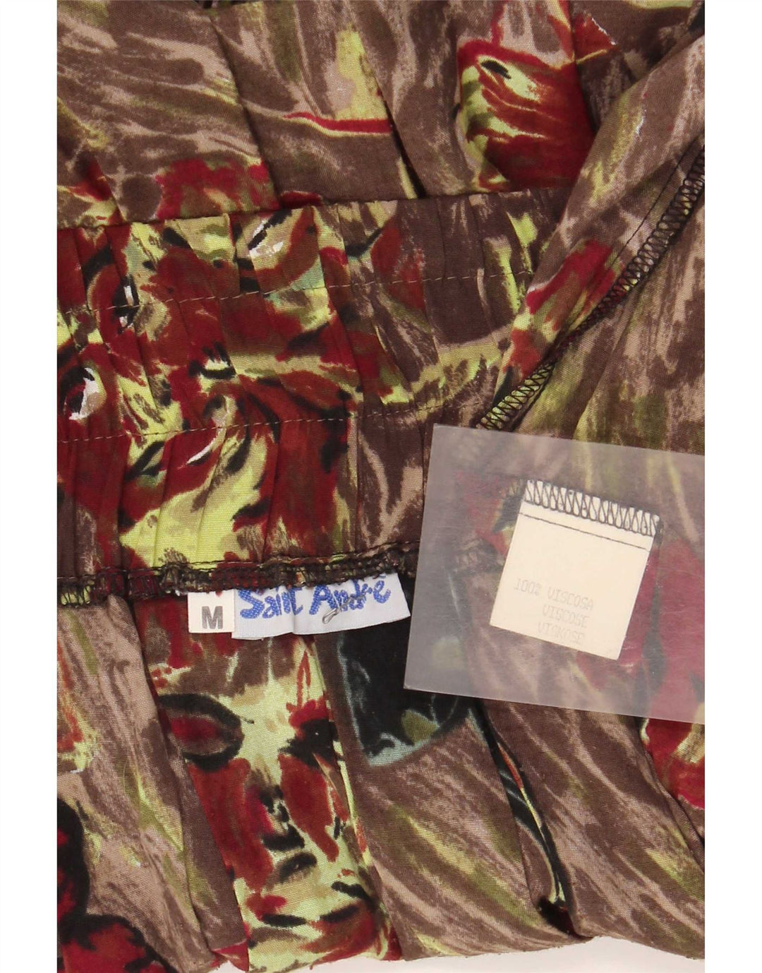 Gonna a pieghe grafica vintage da donna media W30 in viscosa marrone