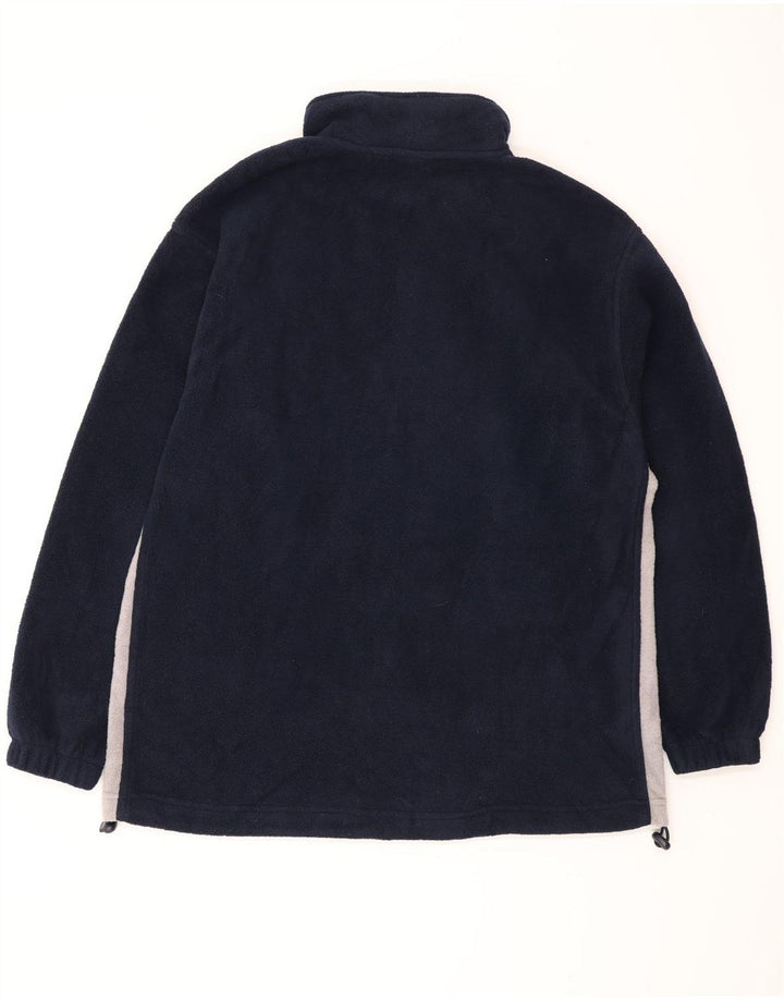 Maglione in pile Reebok da uomo con zip e collo, piccolo, in poliestere color block blu navy