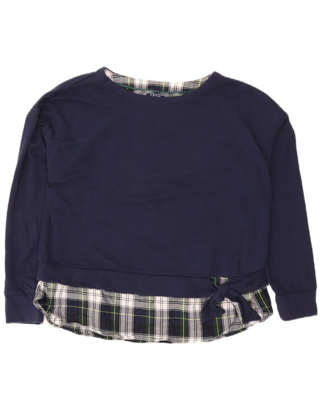 Felpa da donna Izod maglione UK 16 grande cotone blu navy