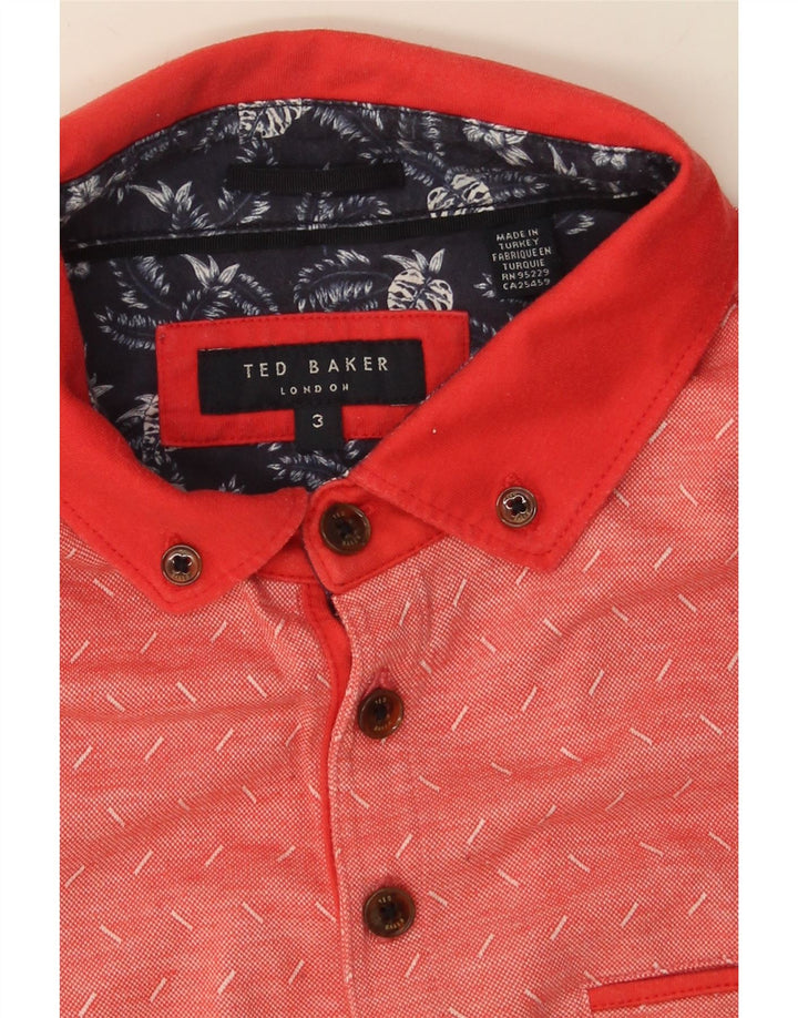 TED BAKER Mens Polo Shirt Size 3 Medium Red Flecked Cotton Vintage Ted Baker and Second-Hand Ted Baker from Messina Hembry 