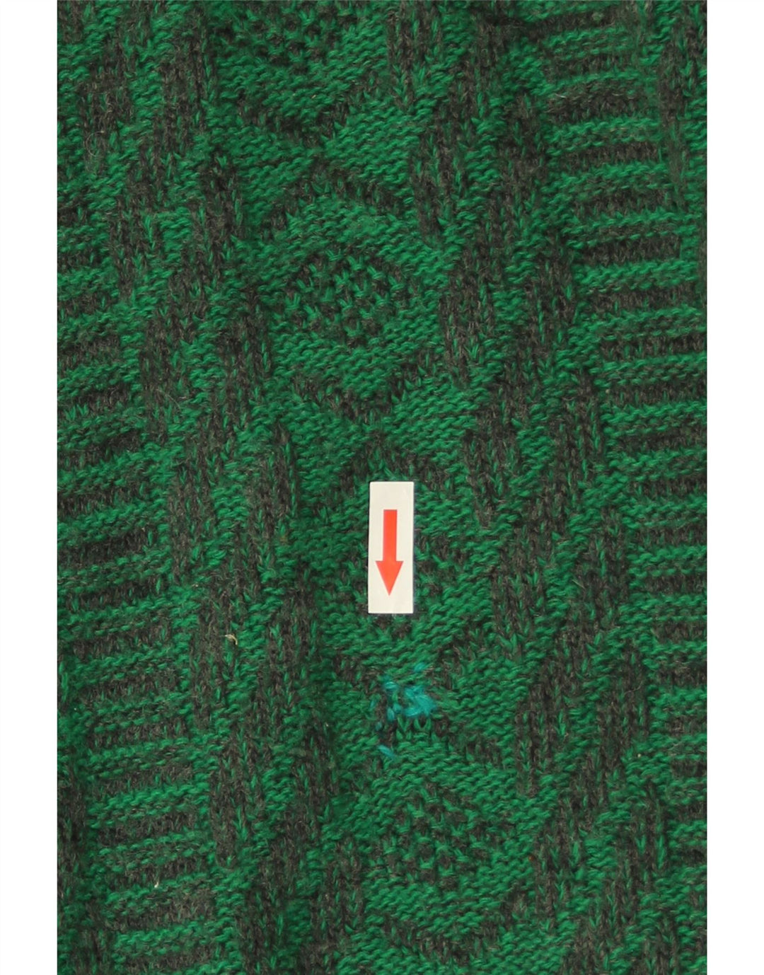 Maglione maglione girocollo da uomo vintage verde medio geometrico