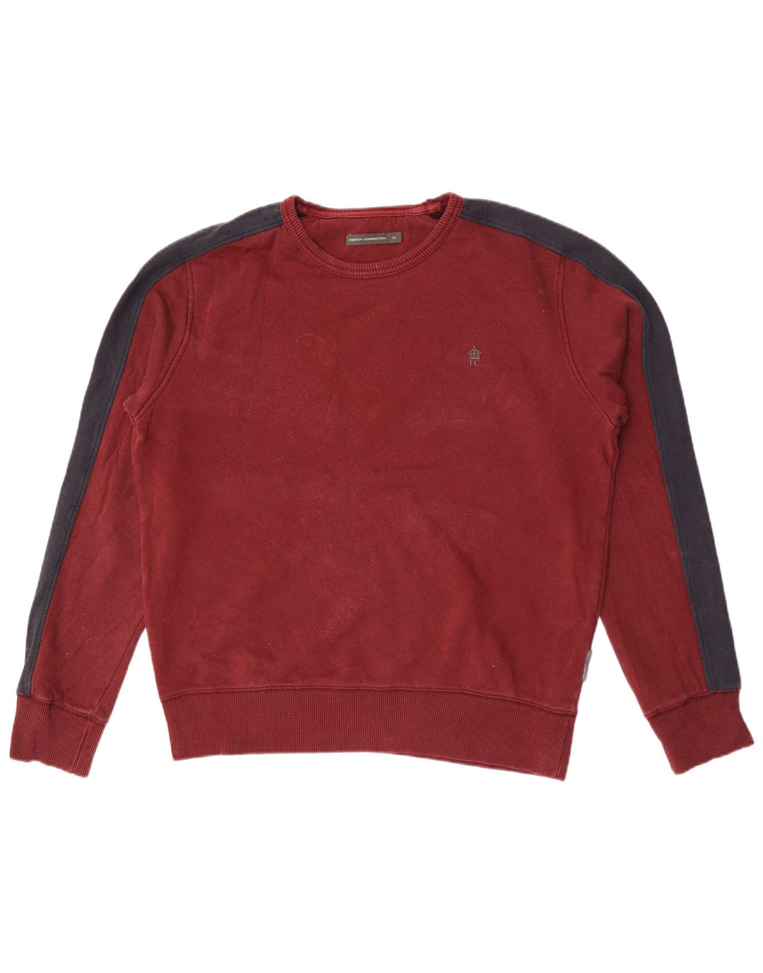 Felpa da uomo French Connection Maglione medio marrone color block in cotone