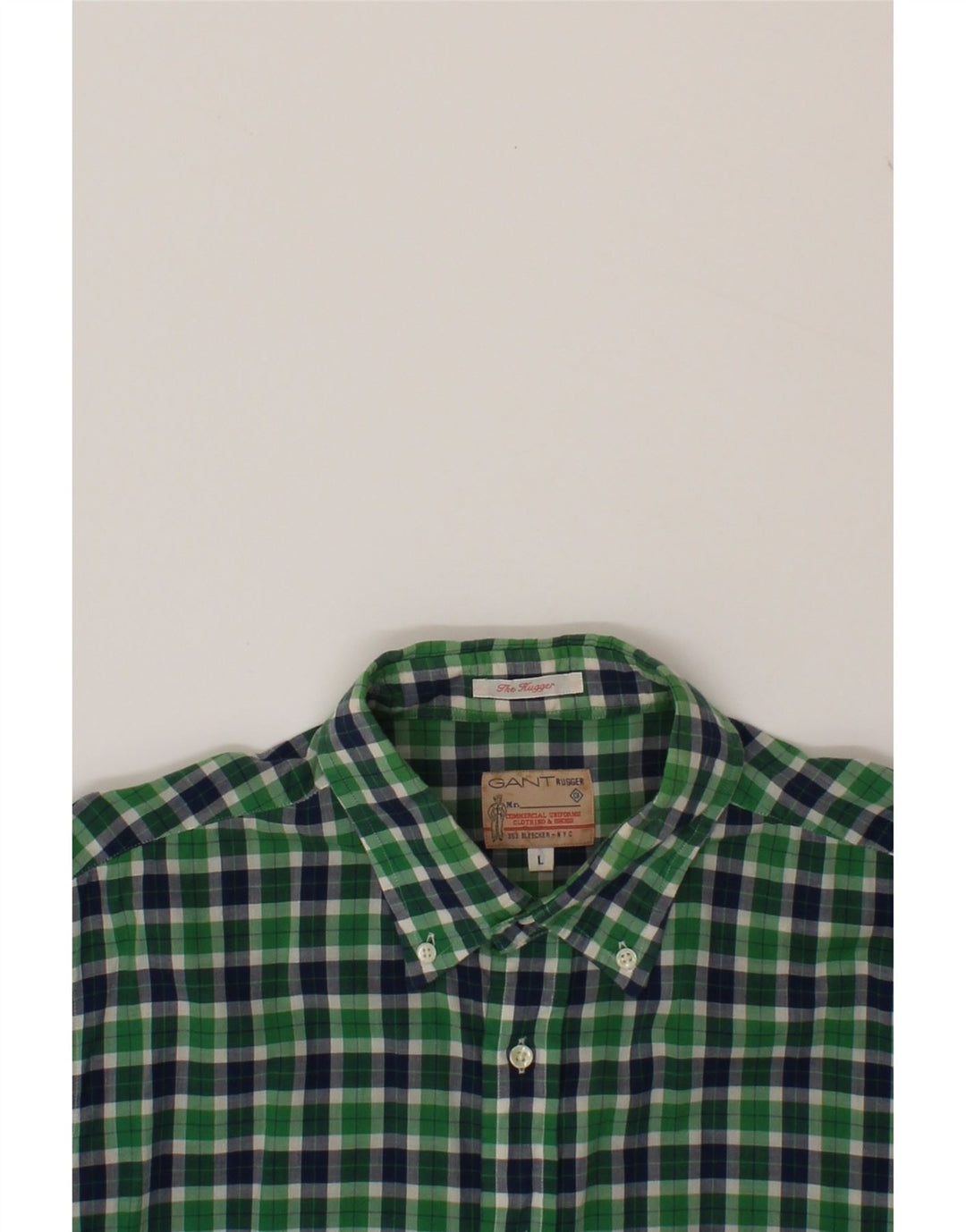 GANT Mens Rugger Short Sleeve Shirt Large Green Check Cotton Vintage Gant and Second-Hand Gant from Messina Hembry 