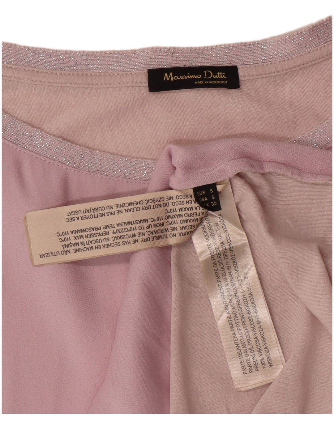 MASSIMO DUTTI Camicetta oversize da donna Top UK 10 Small Pink Colourblock