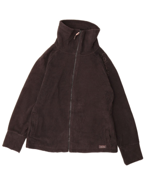 CALVIN KLEIN JEANS Giacca in pile con grafica da donna UK 12 Grigio medio