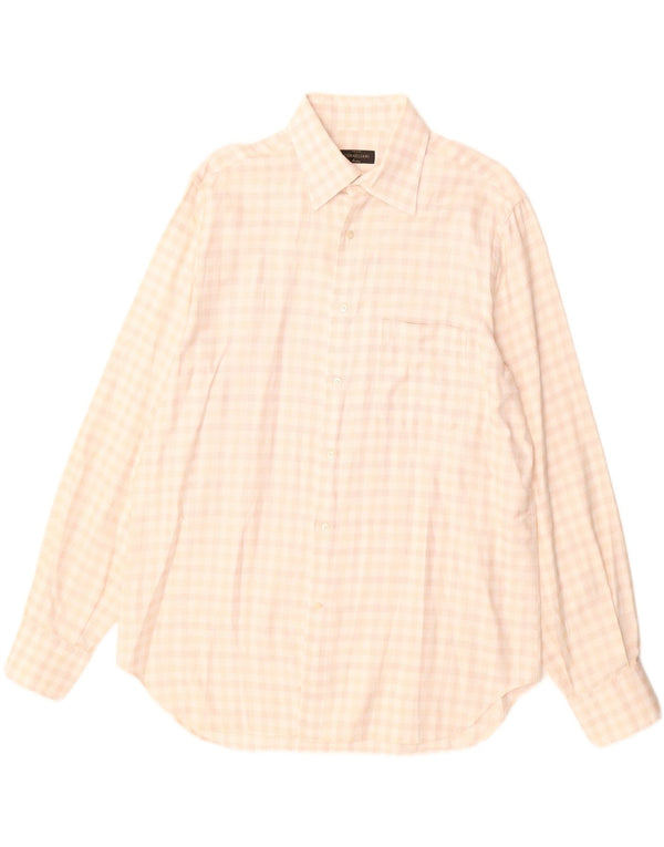 Camicia da uomo Corneliani taglia 42 16 1/2 grande cotone a quadri beige