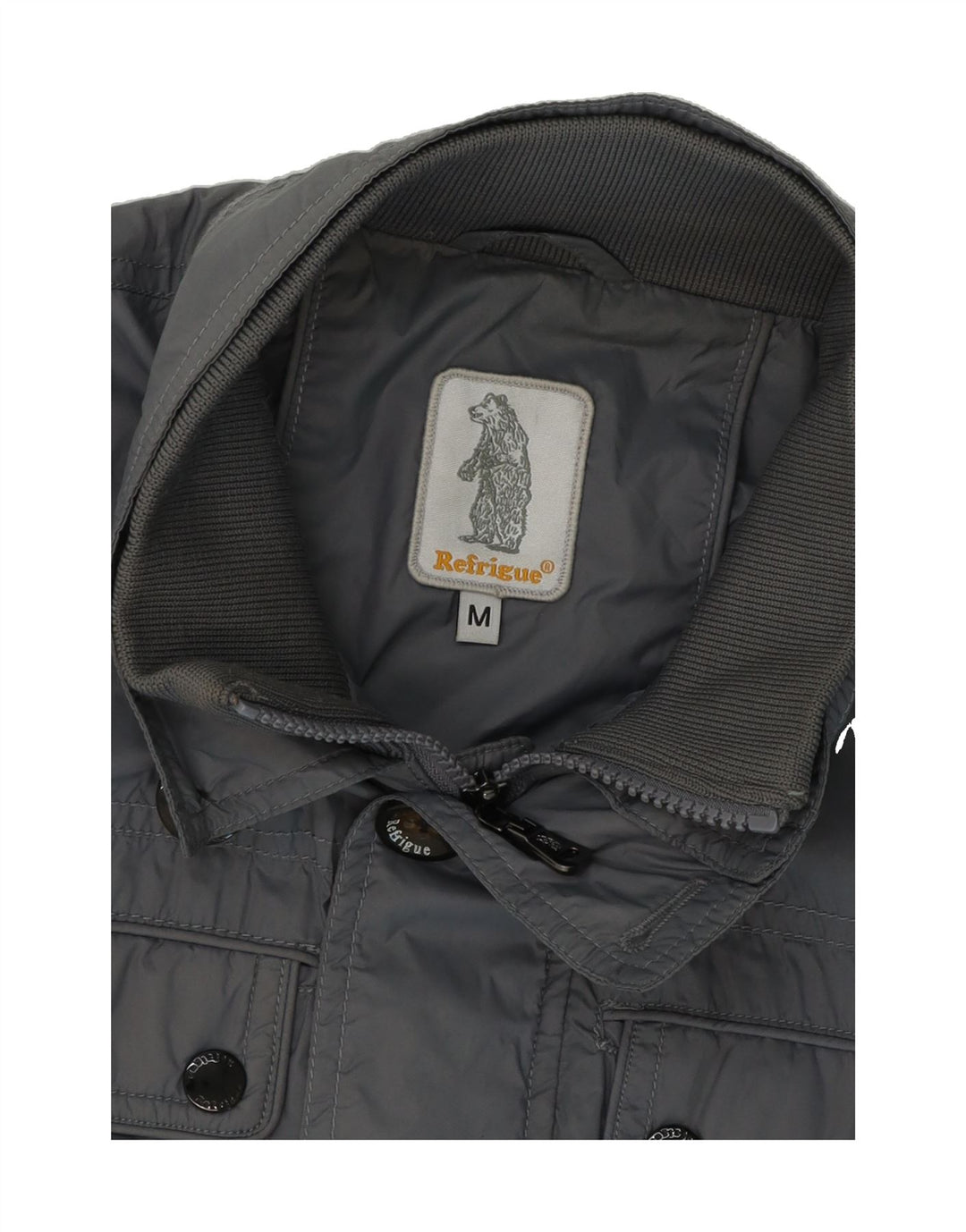 REFRIGUE Womens Utility Jacket UK 14 Medium Grey Polyester Vintage Refrigue and Second-Hand Refrigue from Messina Hembry 