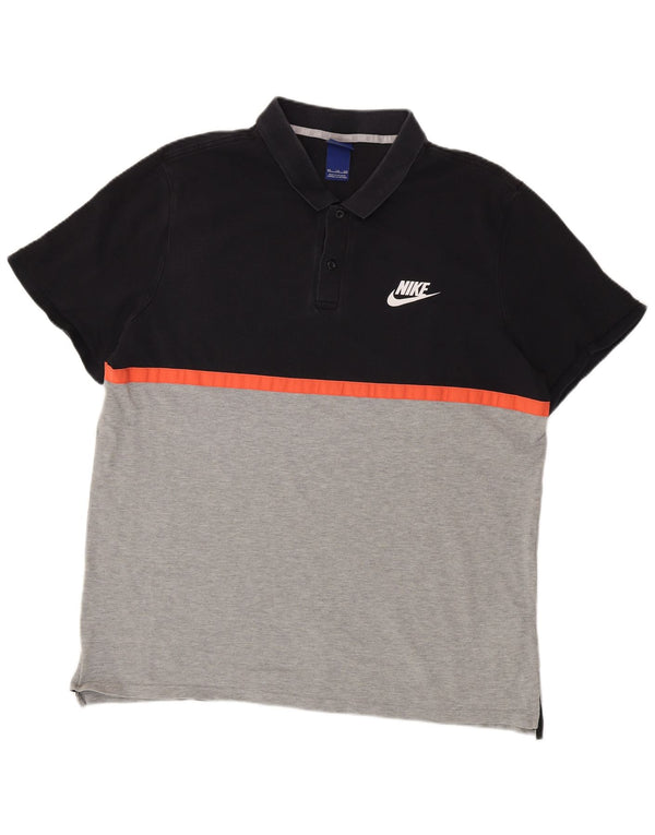 Polo Nike da uomo 2XL in cotone color block nero
