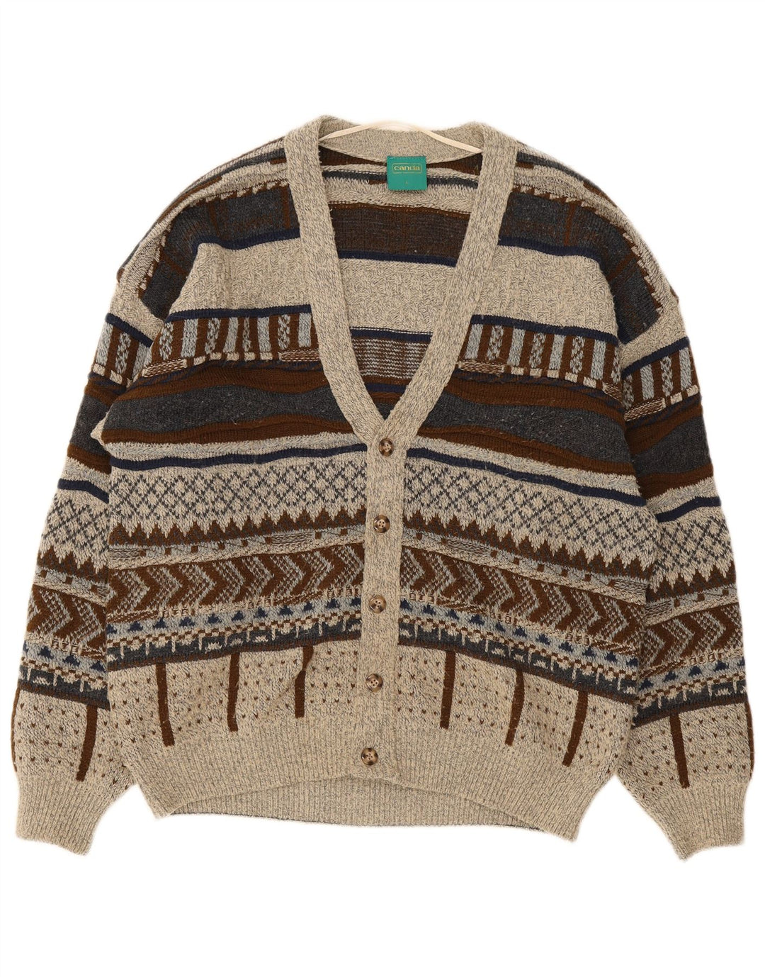 Canada Uomo Cardigan Maglione Large Grigio Acrilico geometrico