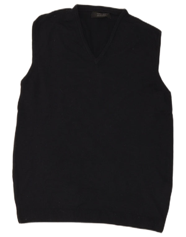 ZARA Canotta da Uomo Canotta Grande in Lana Blu Navy
