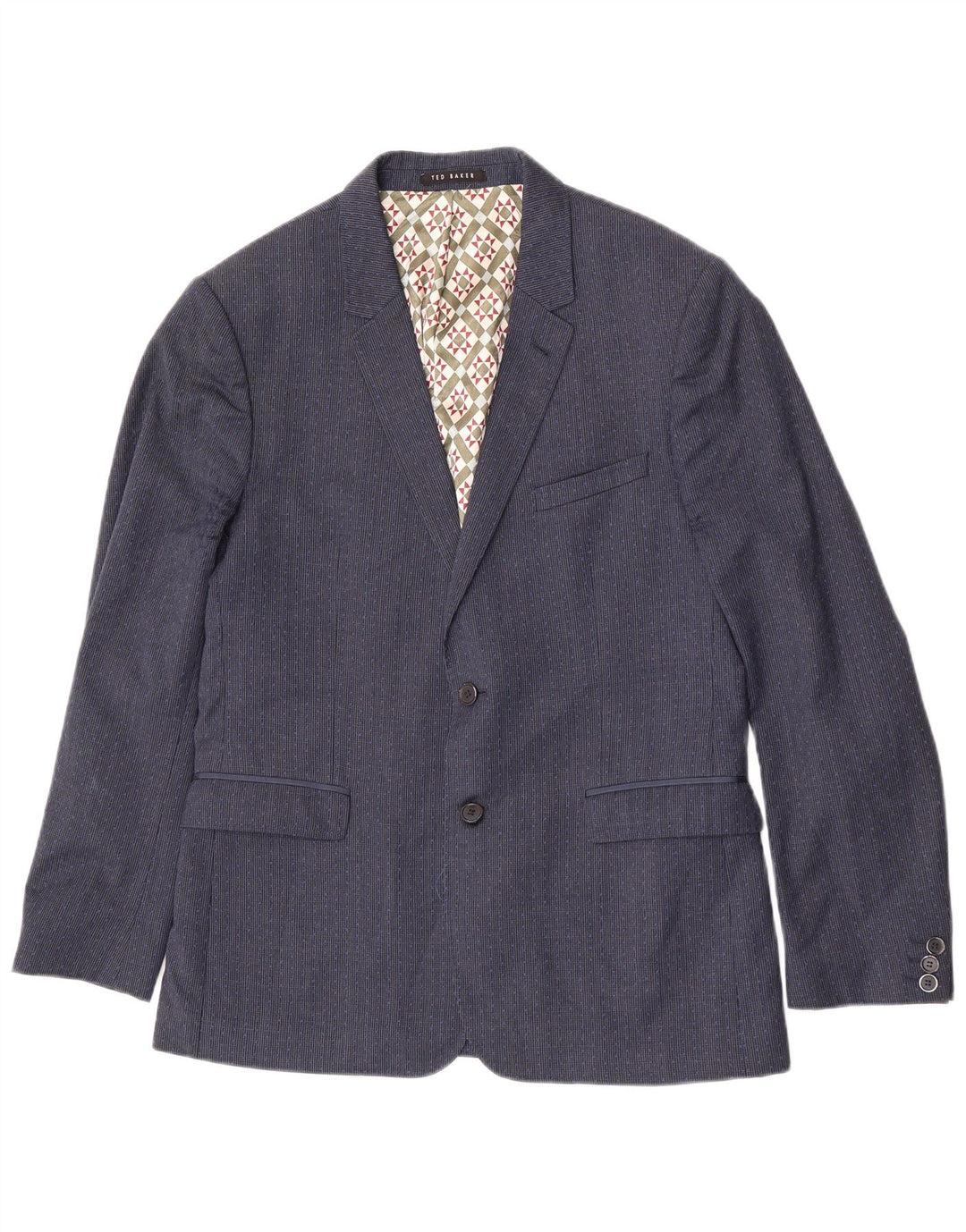 Giacca blazer da uomo a 2 bottoni Ted Baker UK 42 XL Lana pied de poule blu navy