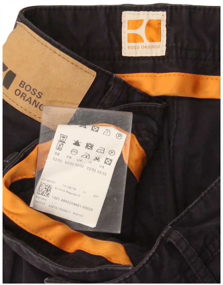 Pantaloni chino HUGO BOSS vestibilità regolare da uomo W32 L32 cotone blu navy