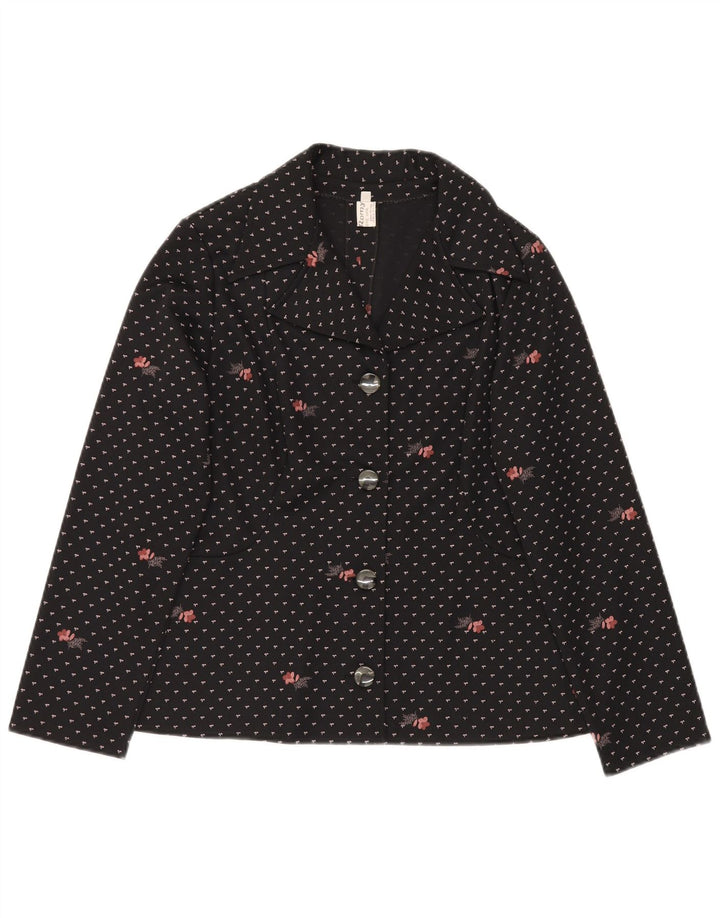 Giacca blazer da donna a 4 bottoni Romy UK 14 grande poliestere floreale nero