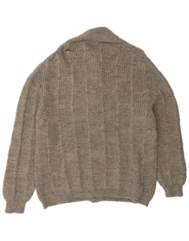 Maglione cardigan da uomo vintage grande grigio screziato