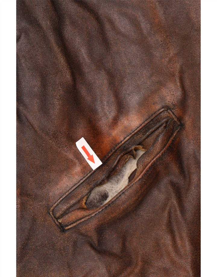 Giacca in pelle vintage da uomo UK 42 XL Marrone
