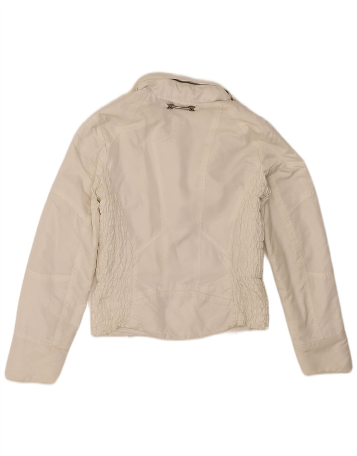 Giubbotto bomber con cappuccio da donna Zara UK 12 poliestere bianco medio