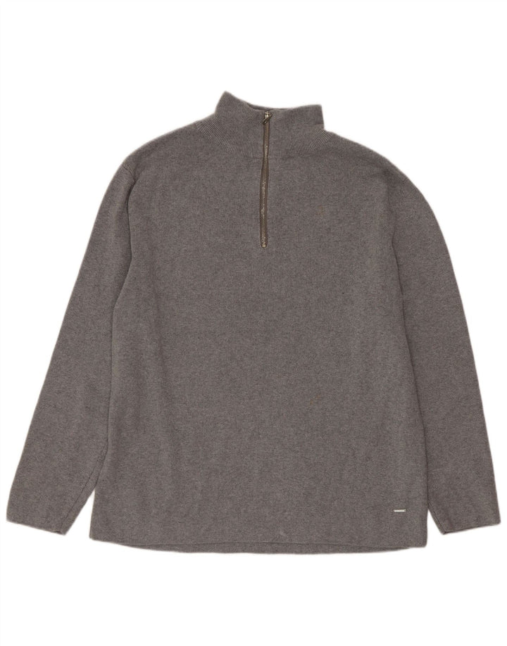 Top Zara da bambino con zip 1/4 a maniche lunghe 13-14 anni in cotone grigio
