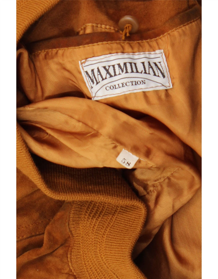 Giubbotto bomber in pelle scamosciata da uomo Maxi Milian IT 58 4XL Marrone