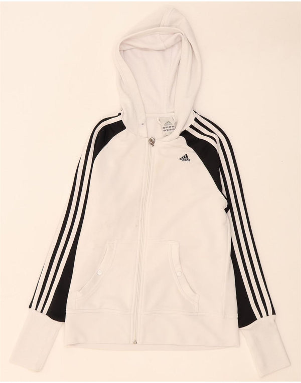 Maglione con cappuccio e zip Adidas Climalite da donna UK 12 Medium White Colourblock