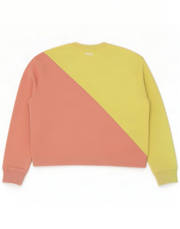 Felpa con grafica da donna Fila Maglione UK 16 Large Giallo Colourblock Cotton