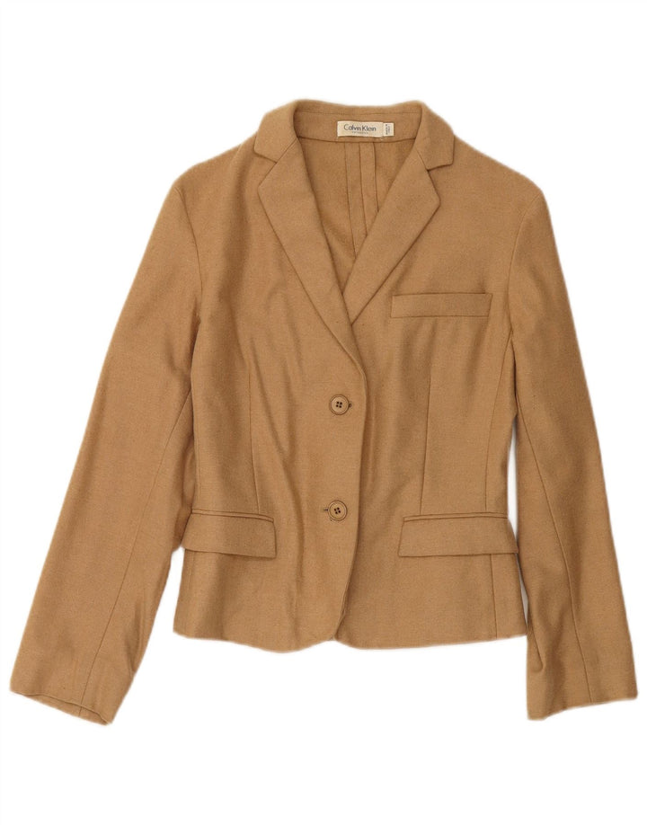 CALVIN KLEIN Giacca blazer a 2 bottoni corta da donna US 6 Marrone medio
