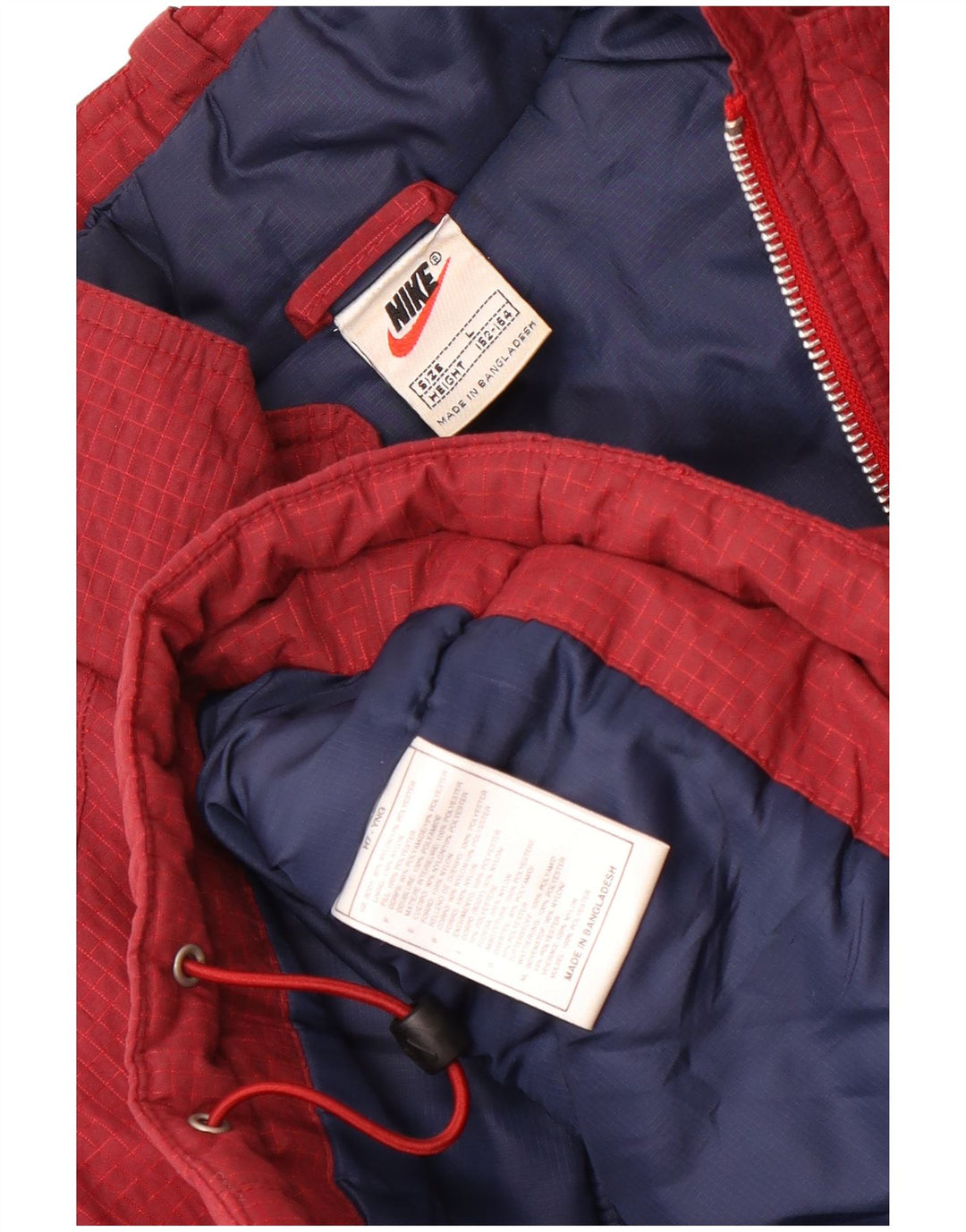 Giacca a vento Nike da bambino, 12-13 anni, in nylon a quadri bordeaux grande
