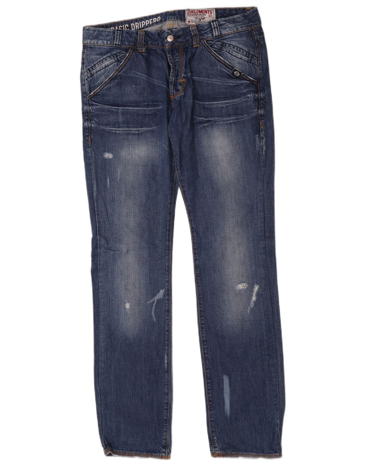 Jeans slim invecchiati da uomo Zu Elements W34 L34 Blu