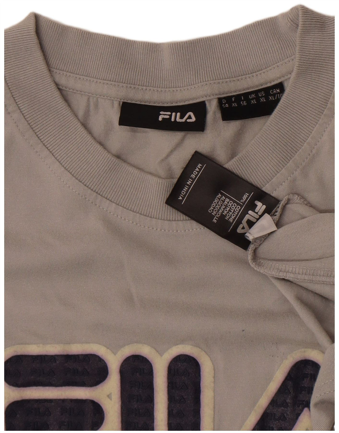 T-shirt grafica da uomo FILA Top XL in cotone grigio