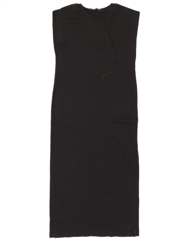 Abito a trapezio senza maniche da donna Zara UK 10 piccolo in cotone nero