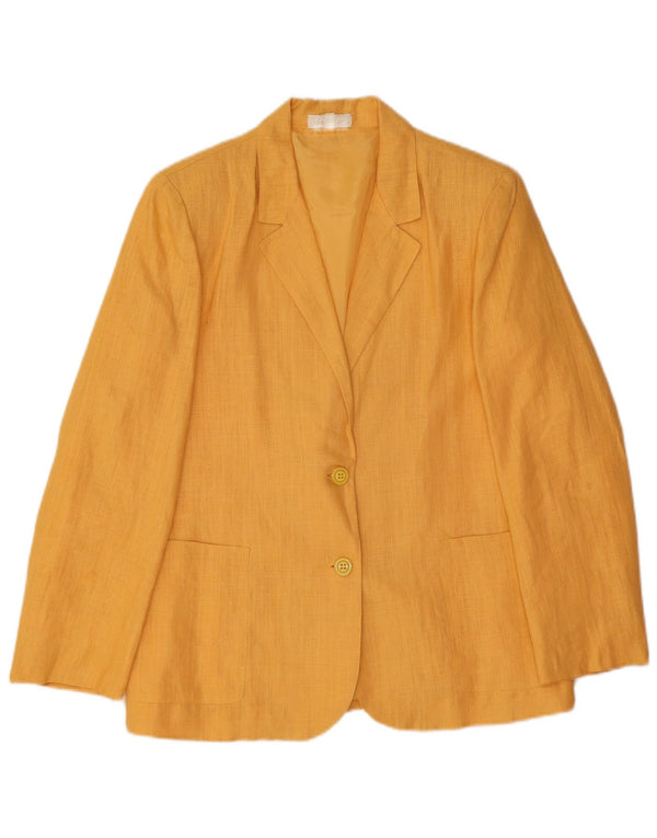 Giacca blazer vintage da donna a 2 bottoni IT 42 Lino giallo medio