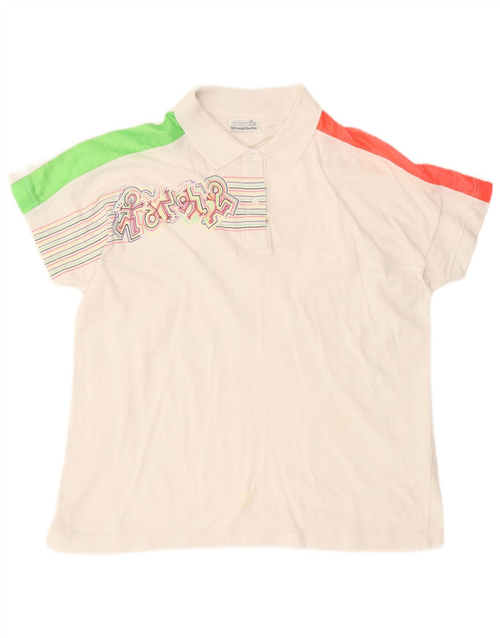 Polo grafica da uomo Sergio Tacchini grande in cotone color block bianco