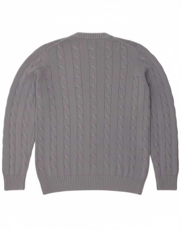 Maglione maglione girocollo da uomo Jaeger in cotone grigio medio