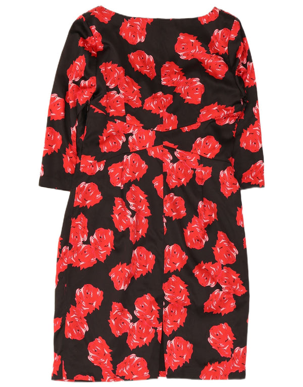 Abito tubino con maniche a 3/4 da donna Coast UK 16 Grande seta floreale nera