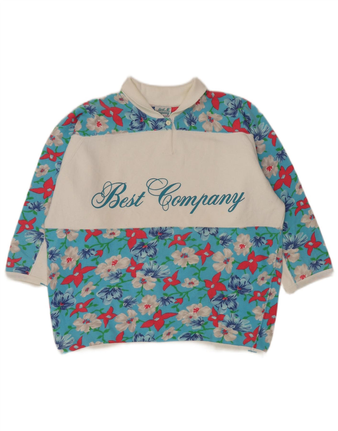 Best Company Top oversize da donna a mezza manica UK 14 Blu medio floreale