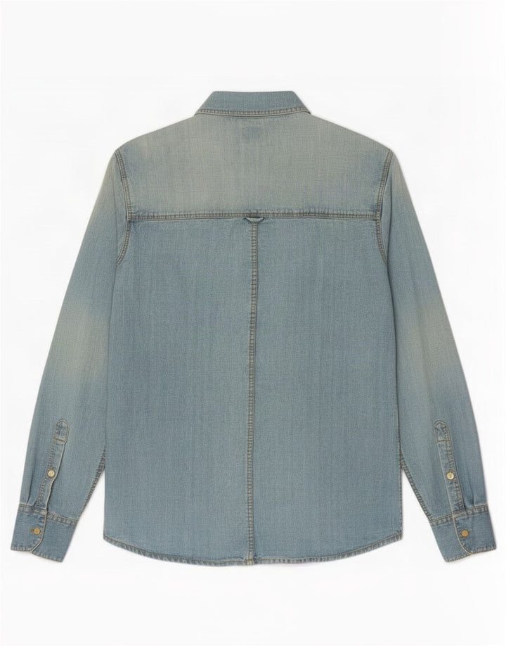 Camicia di jeans vintage da uomo in cotone blu medio