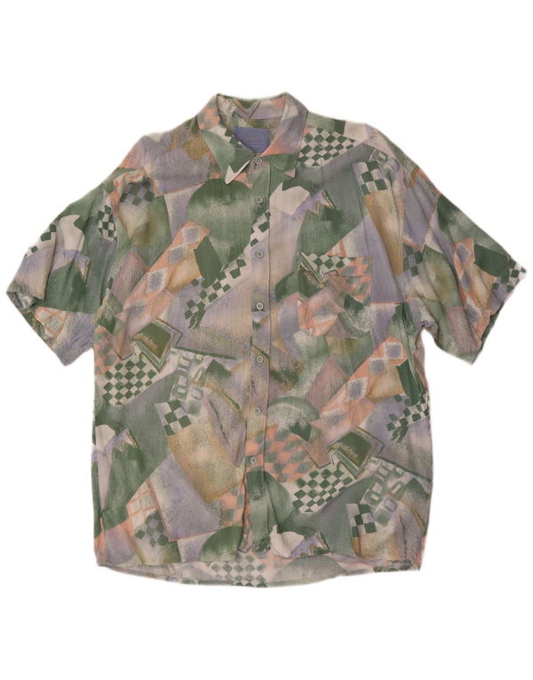 Camicia vintage da uomo con motivo astratto taglia 41/42 grande multicolore