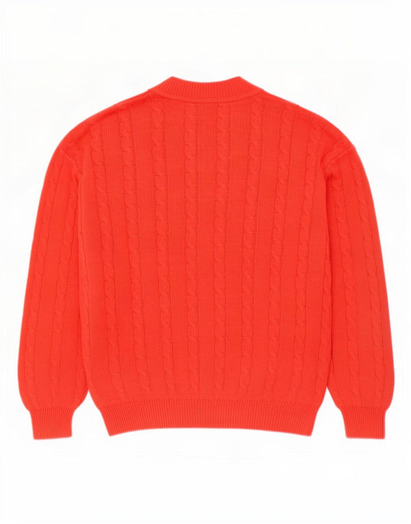 Maglione da donna oversize con scollo a V Benetton UK 16 grande cotone rosso