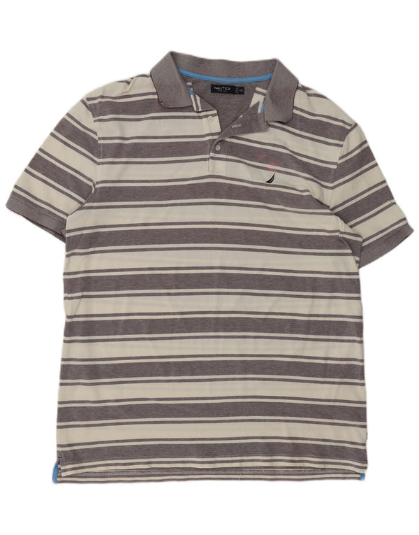 Polo da uomo NAUTICA 2XL cotone a righe grigie