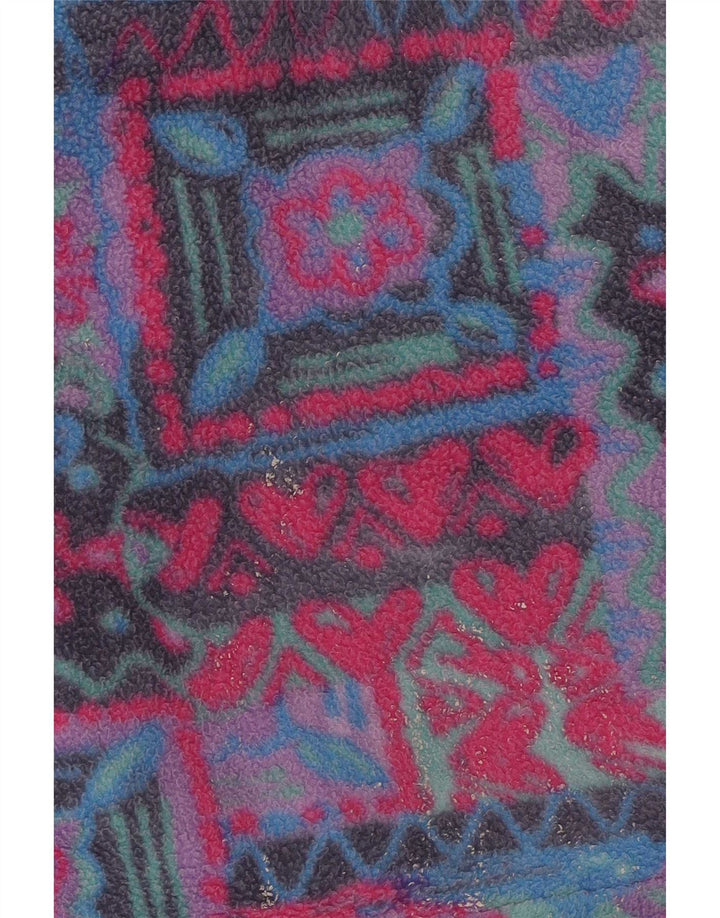 Giacca in pile oversize da donna vintage UK 10 piccola geometrica multicolore
