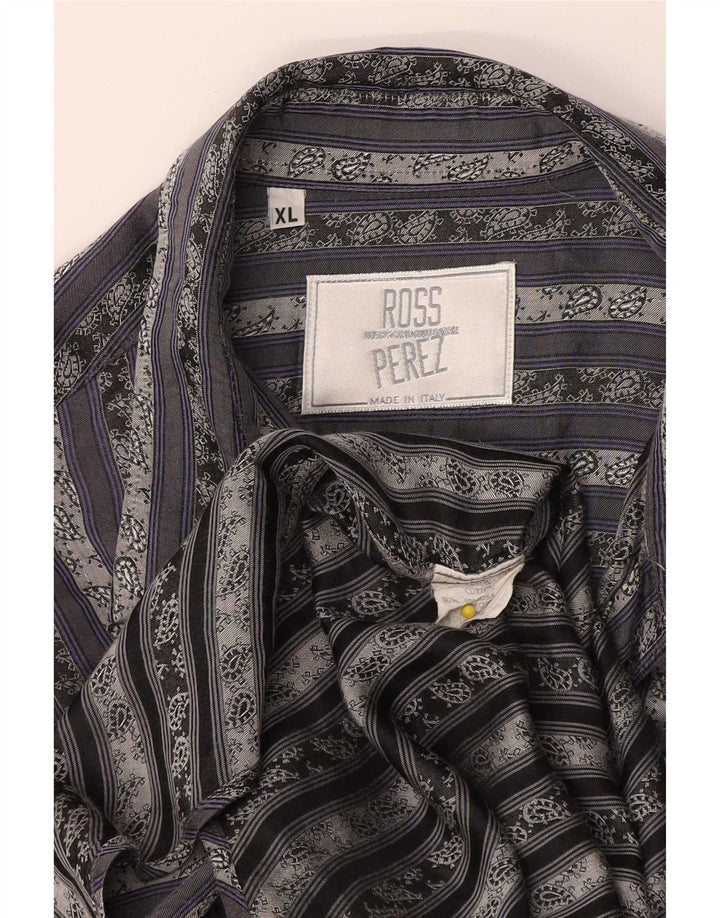 Camicia vintage da uomo XL in cotone a righe grigie