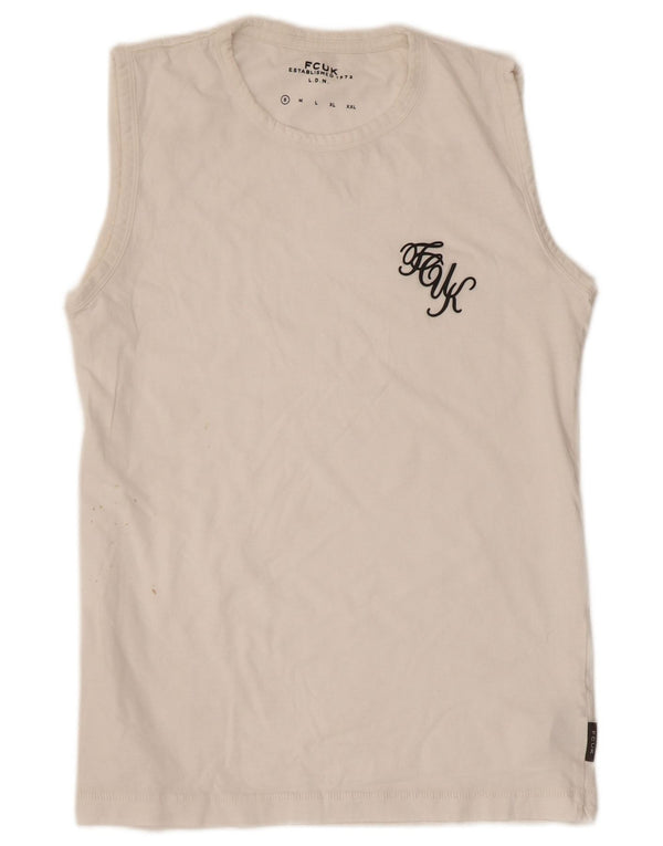 FCUK Mens Vest Top Small White Cotton