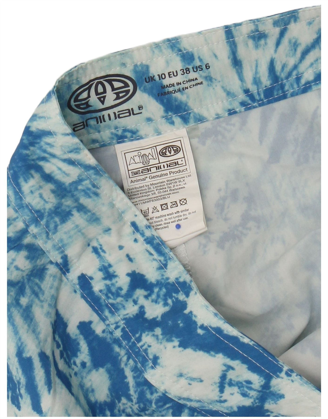 Pantaloncini da bagno da donna Animal UK 10 Small Blu Tie Dye Poliestere