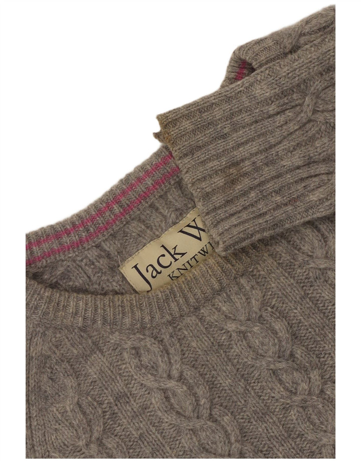 Maglione maglione con scollo a barca da donna Jack Wills UK 12 Lana d'agnello grigio medio