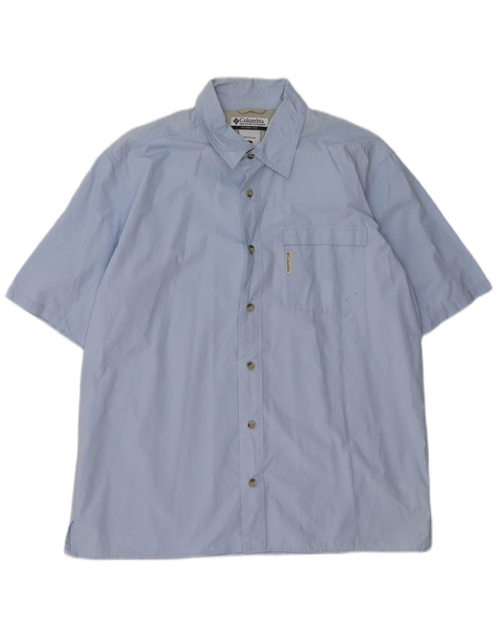 COLUMBIA Mens Short Sleeve Shirt Large Blue Cotton